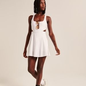 Abercrombie & Fitch Side Cutout Traveler Mini Dress in White